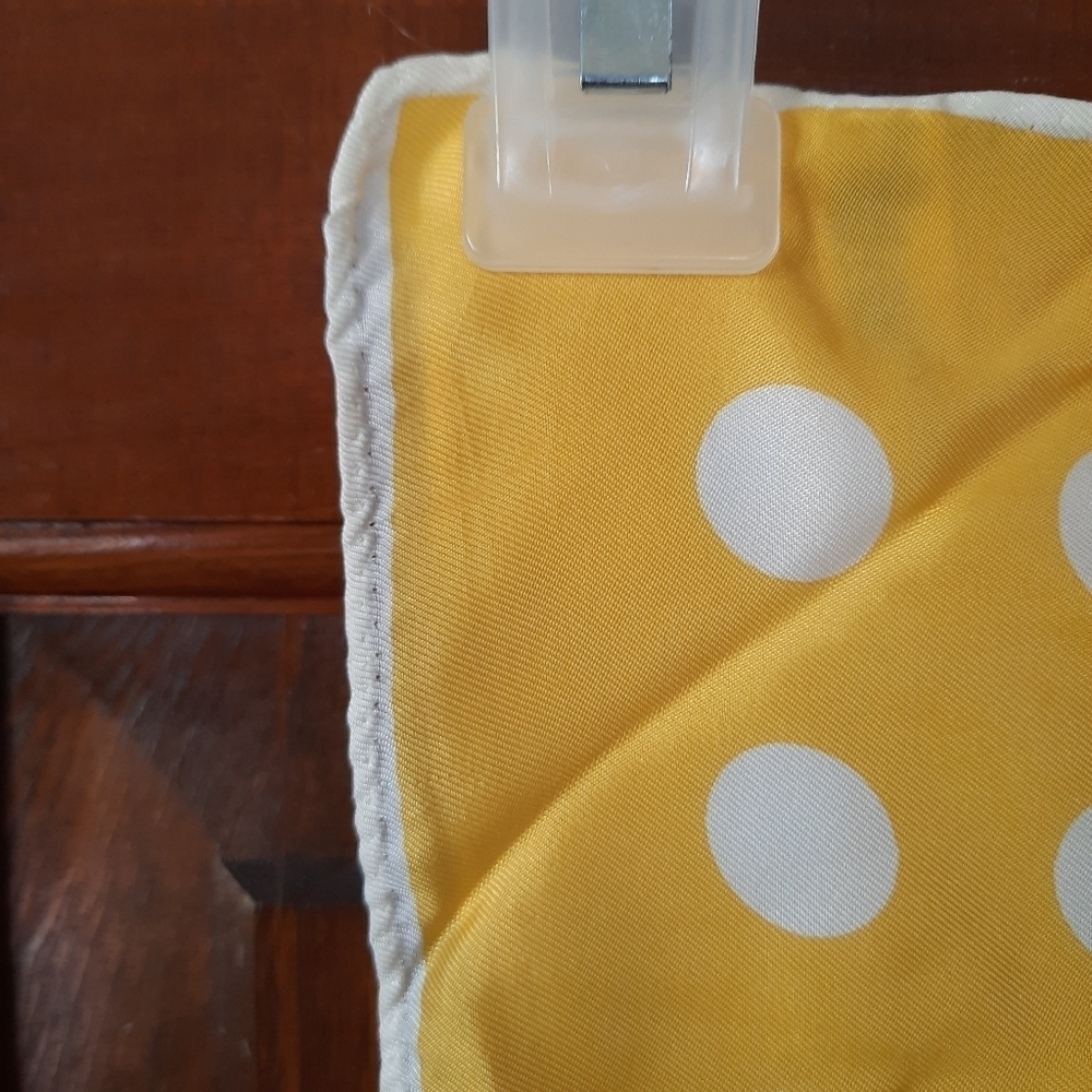 Vintage Scarves by Vera satin yellow white polka dot print scarf - Picture 4 of 9